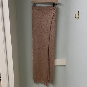 Swimsuit cover up skirt, metallic rose gold, Superdown/Revolve